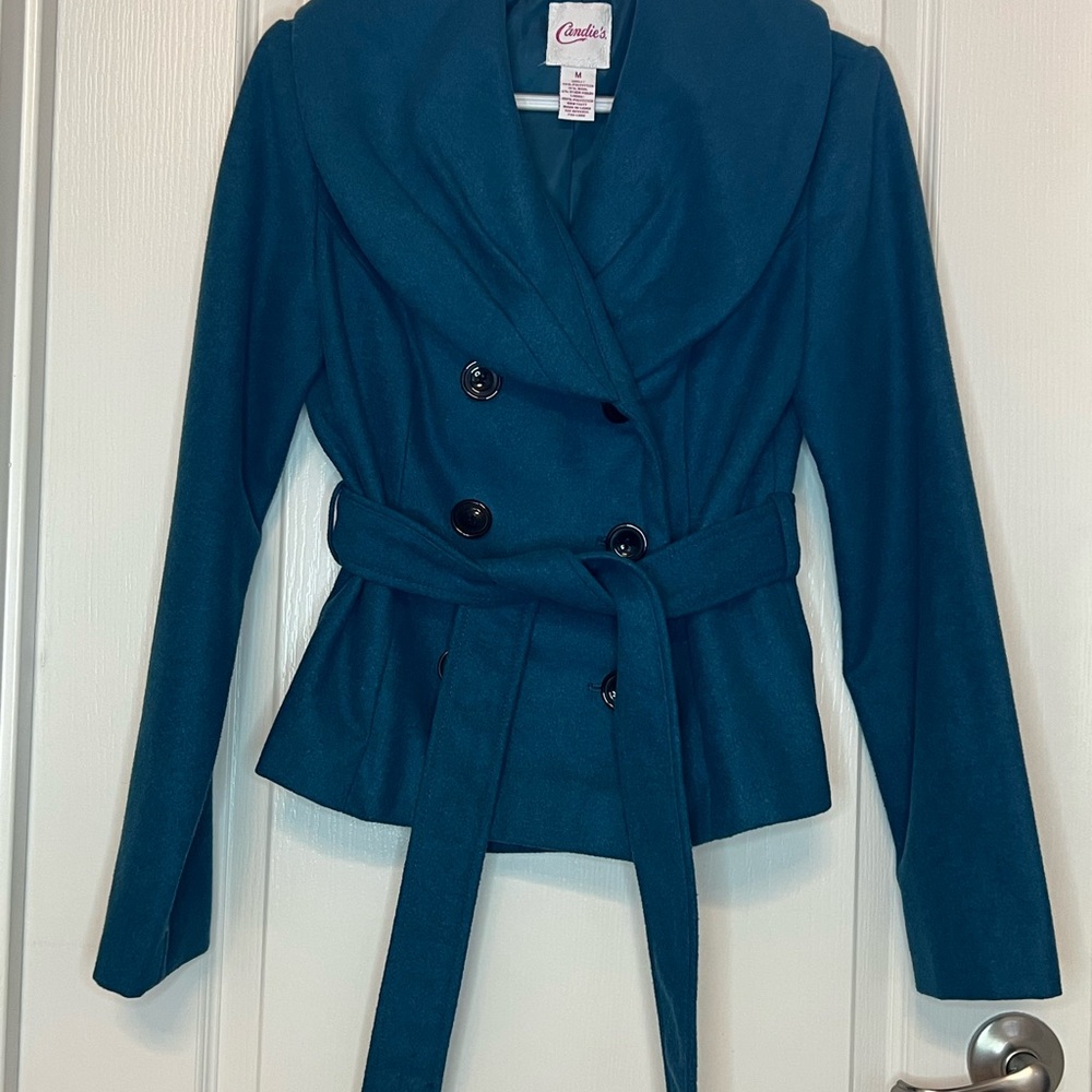 Candie's Teal Double-Breasted Pea Coat